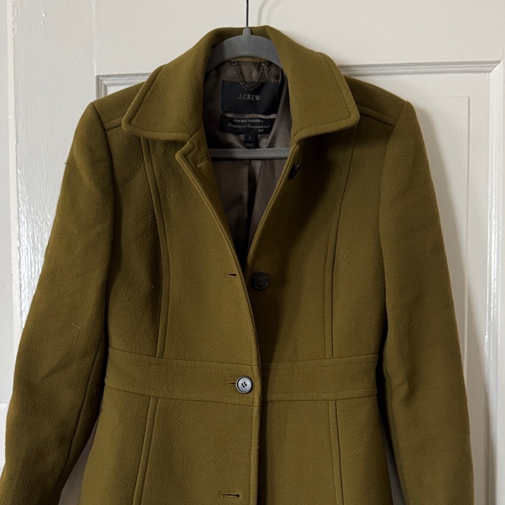 Women’s J Crew olive green wool coat - Picture 3 of 6